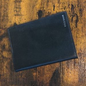 Cole Hann Black Leather Passport Holder